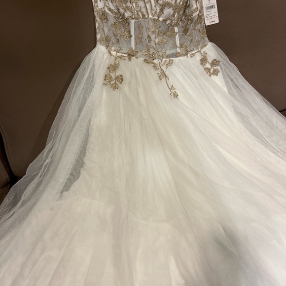 Rhinestone Embroidered Tulle Ball Gown - Picture 4 of 6